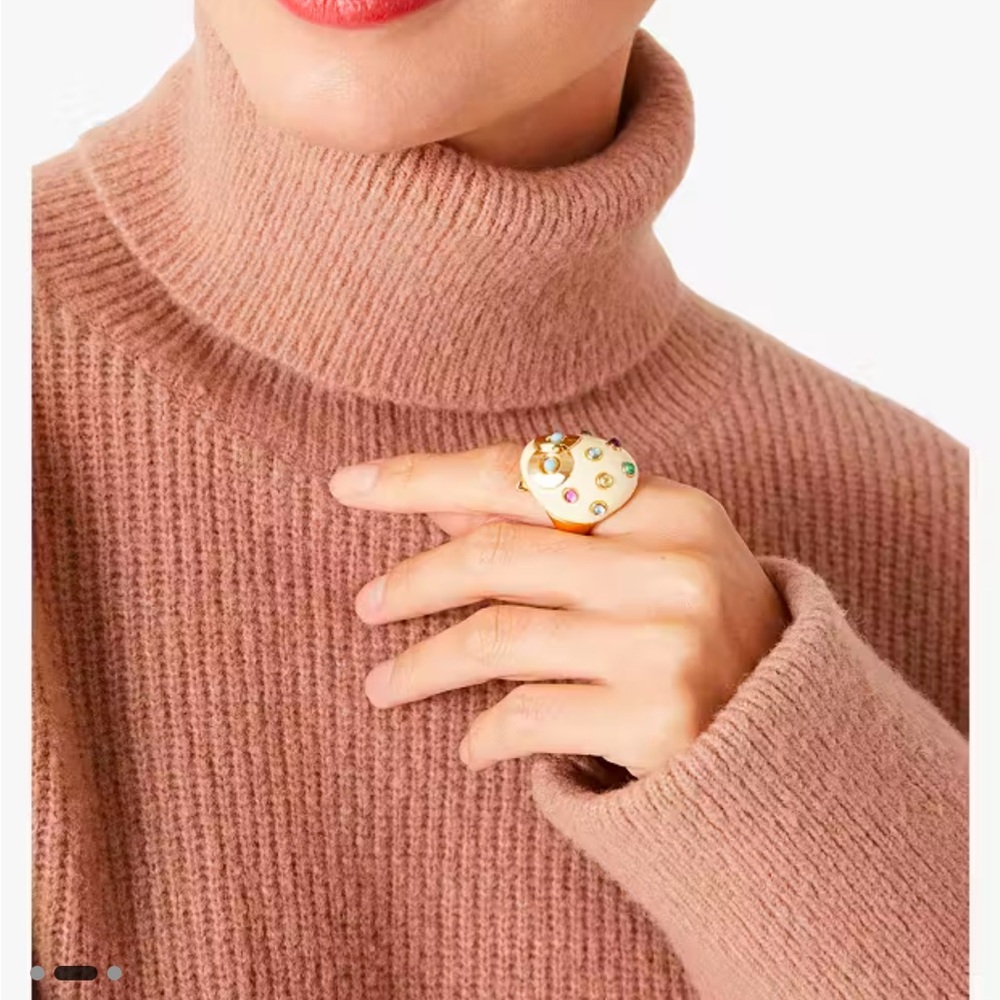 kate spade Gold and Cream Owl Ring with Multicolor Gem Accents - Picture 5 of 9